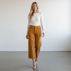 Lucky Brand Camel Mid Rise Wide Leg Crop Jeans